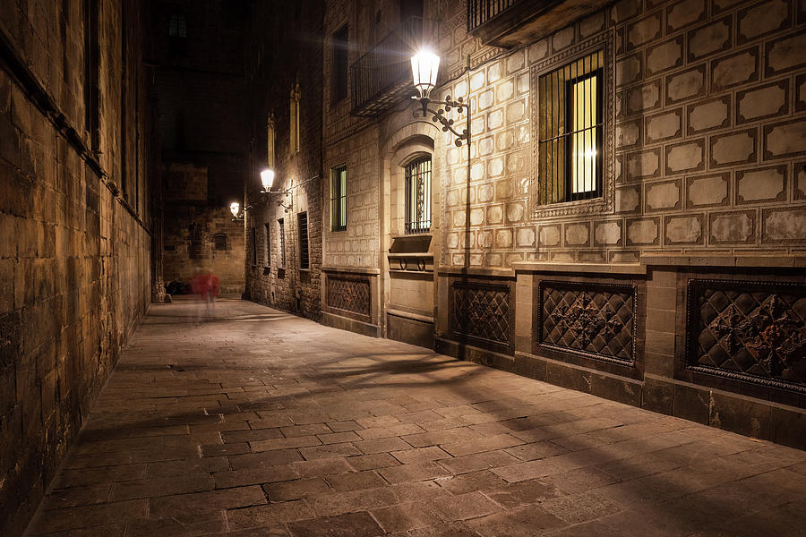 Barcelona Photograph - Gothic Quarter of Barcelona at Night by Artur Bogacki