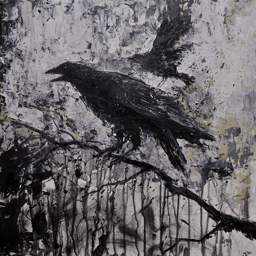 Gothic Raven Crow Painting Painting By Gray Artus