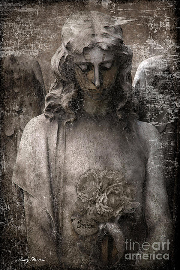 Angel Art By Kathy Fornal Photograph - Gothic Surreal Mourning Angel - Inspirational Angel Art - Believe  by Kathy Fornal