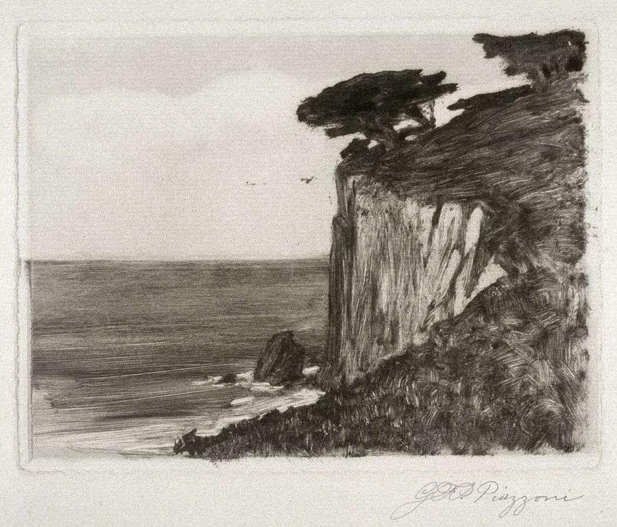 Gottardo Piazzoni  Untitled Seacliff And Trees Painting