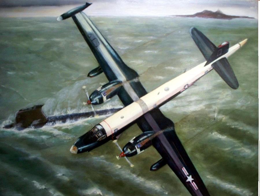 Naval Aircraft Painting - Gottcha - Navy P2V-7 vs Foxtrot 1967 by Ron Hamilton