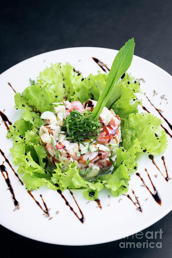 Gourmet Fusion Seafood And Apple Celery Salad With Wasabi Mayo Photograph by JM Travel Photography