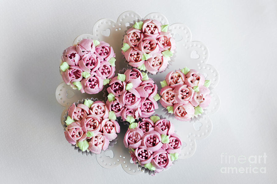Gourmet Pink Decorated Cupcakes On Table Photograph by JM Travel Photography