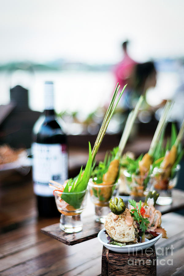 Gourmet Tapas Snack Food In Modern Outdoor Bar At Sunset Photograph by JM Travel Photography