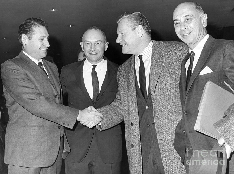 Governor Nelson Rockefeller greets Sanford Garelik, Richard J. Bartlett ...