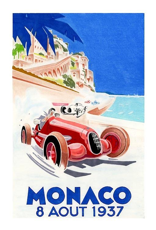 Transportation Drawing - GP of Monaco 1937 by Lyle Brown