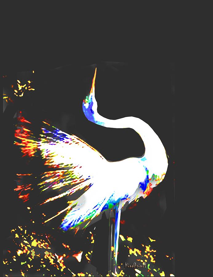 Grace of Egret Digital Art by Asok Mukhopadhyay