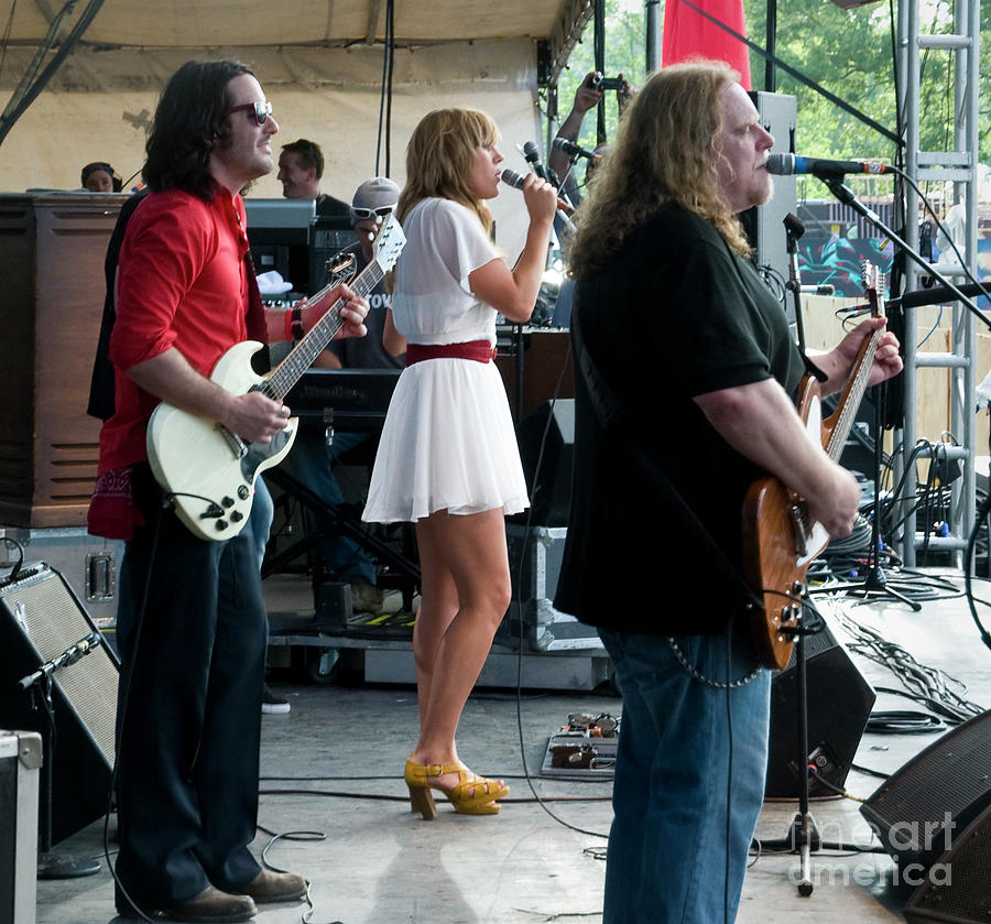 Grace Potter and Scott Tournet with Govt Mule at Bonnaroo Photograph by David Oppenheimer