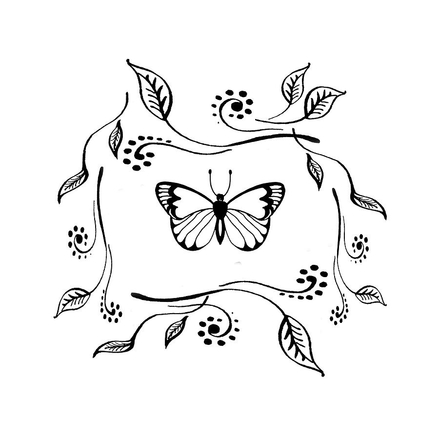 Graceful Butterfly Baby Room Decor IV Drawing by Irina Sztukowski