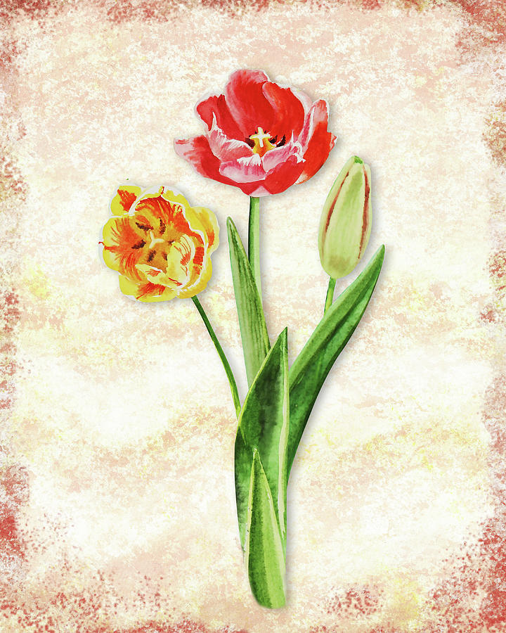 Graceful Watercolor Tulips Painting by Irina Sztukowski