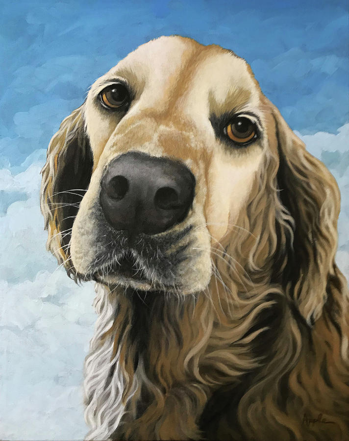 Gracie - Golden Retriever dog portrait Painting by Linda Apple