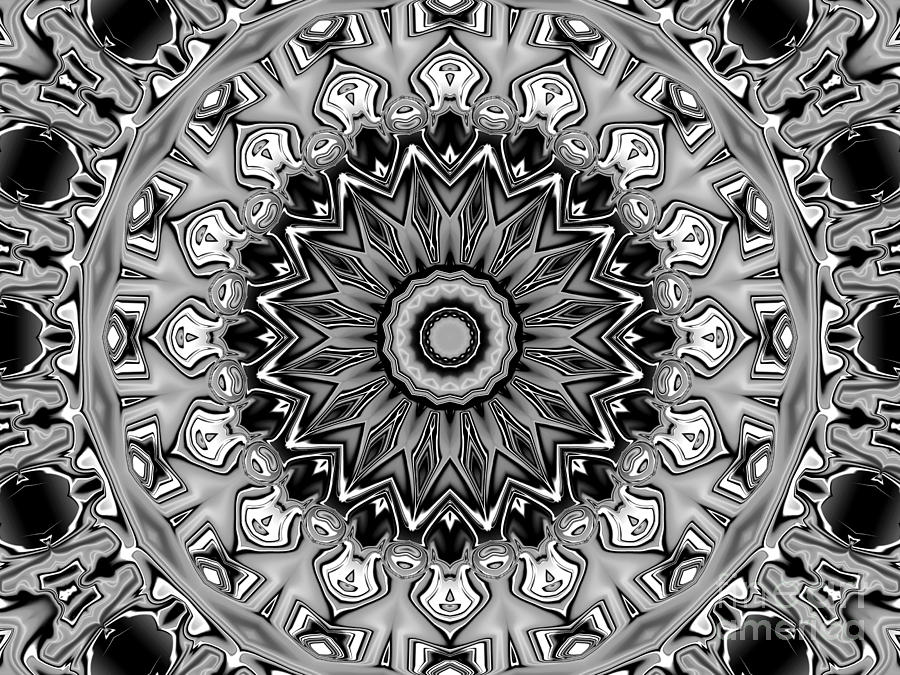 Abstract Digital Art - Gradient Black and White Mandala by PIPA Fine Art - Simply Solid