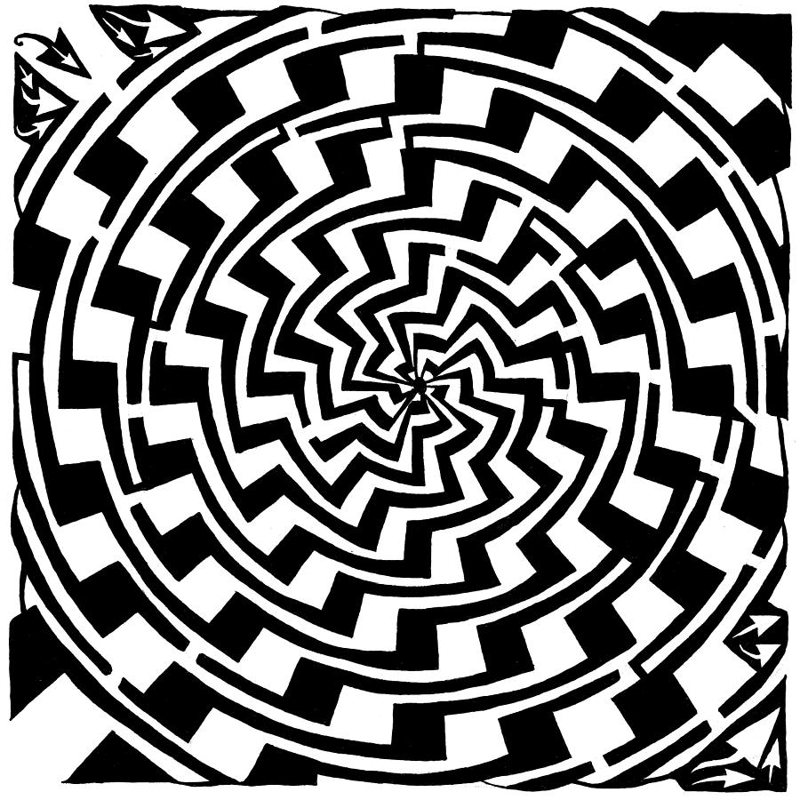 Gradient Drawing - Gradient Tunnel Spin Maze by Yonatan Frimer Maze Artist Gradient Drawing - Gradient Tunnel Spin Maze by Yonatan Frimer Maze Artist