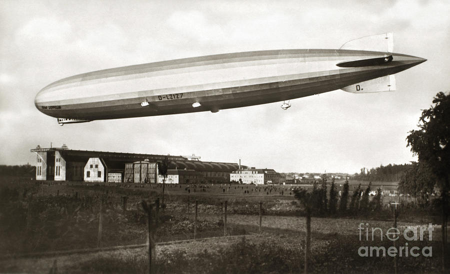 Graf Zeppelin In Flight Painting by Granger