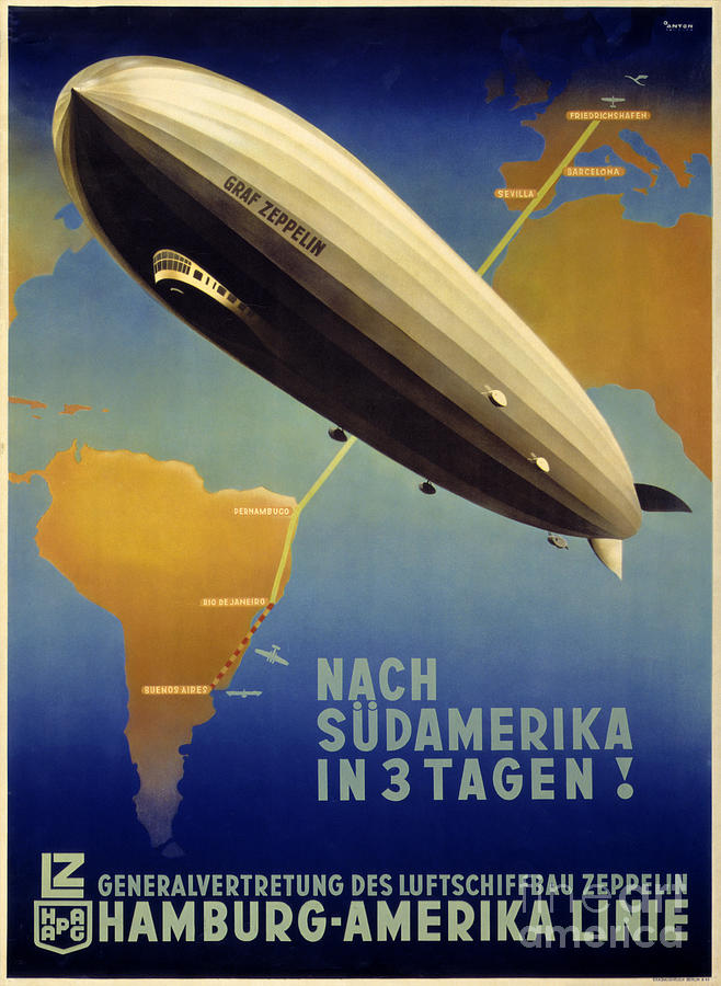 Vintage Painting - Graf Zeppelin Vintage Poster Restored by Vintage Treasure