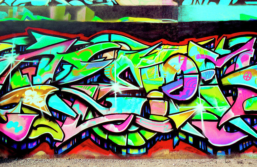 Urban Graffiti Art Abstract 3, North 11th Street, San Jose 1990 Photograph by Kathy Anselmo
