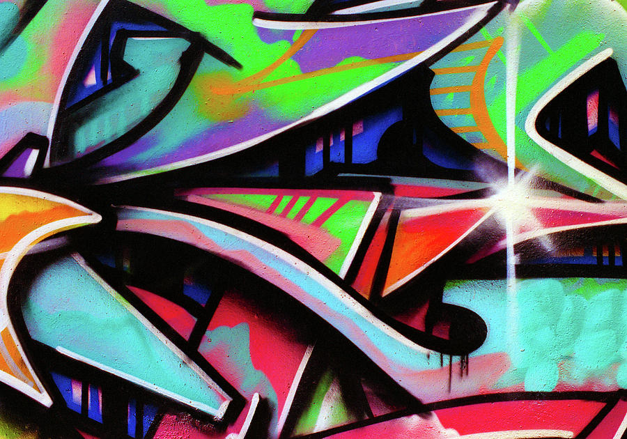 Urban Graffiti Art Abstract 6, North 11th Street, San Jose 1990 Photograph by Kathy Anselmo