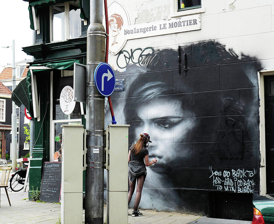 Graffiti Art Tribute to Amy Winehouse - Amsterdam Photograph by Rona Black
