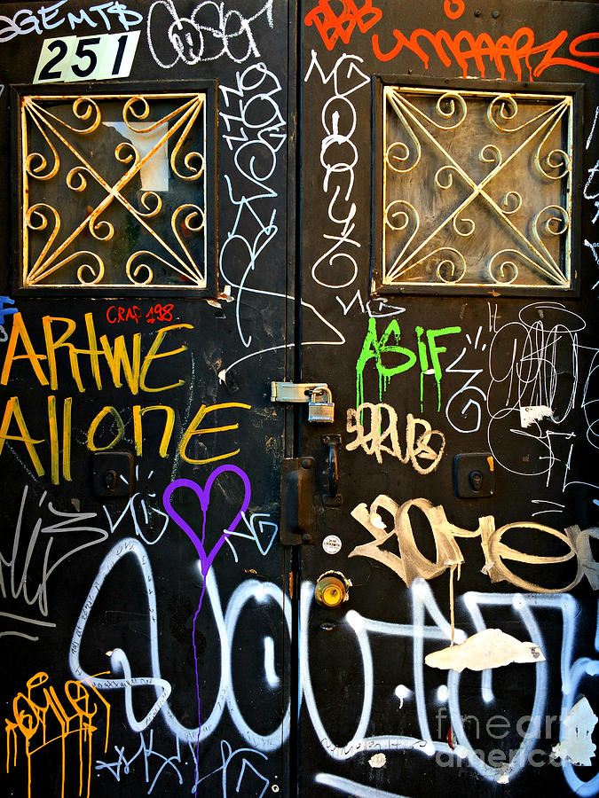 Graffiti Door - N Y C Street Art Photograph by Miriam Danar