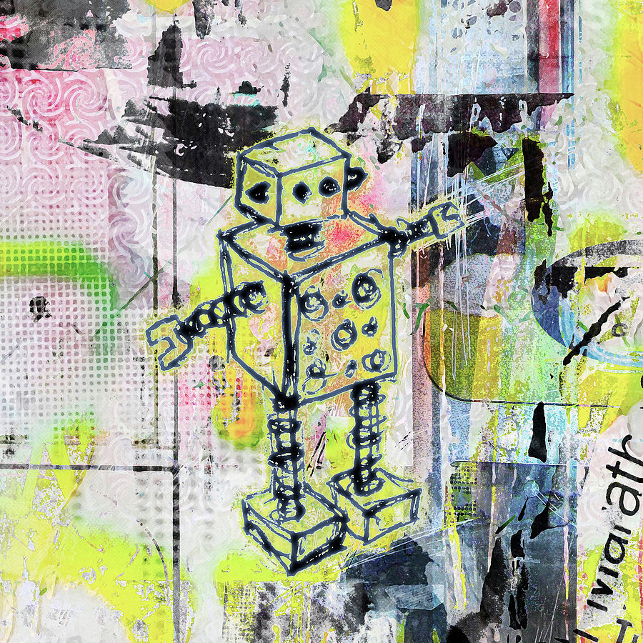 Graffiti Graphic Robot Digital Art by Roseanne Jones