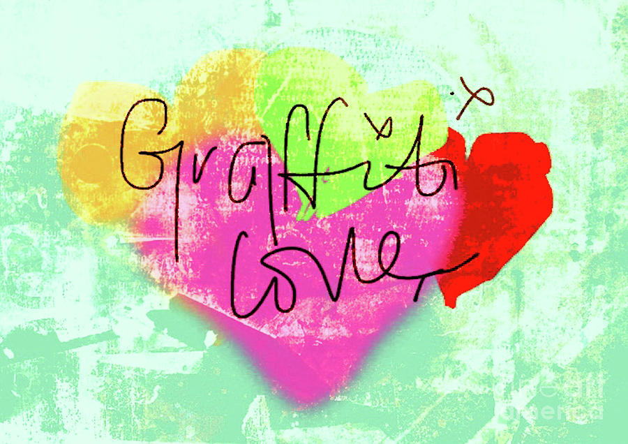 Abstract Mixed Media - Graffiti Love by Amelle Eley