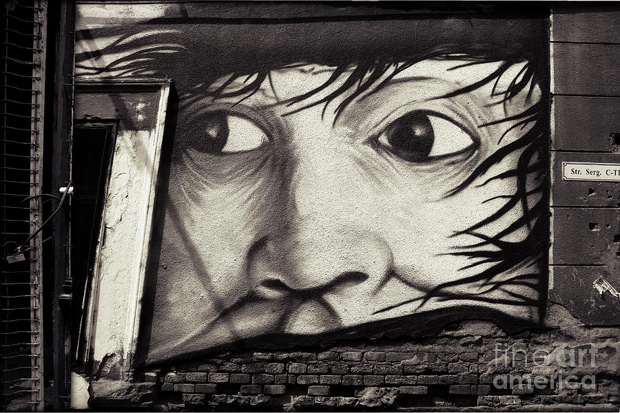 Graffiti Drawing - Graffiti Monochrome - Face by Daliana Pacuraru
