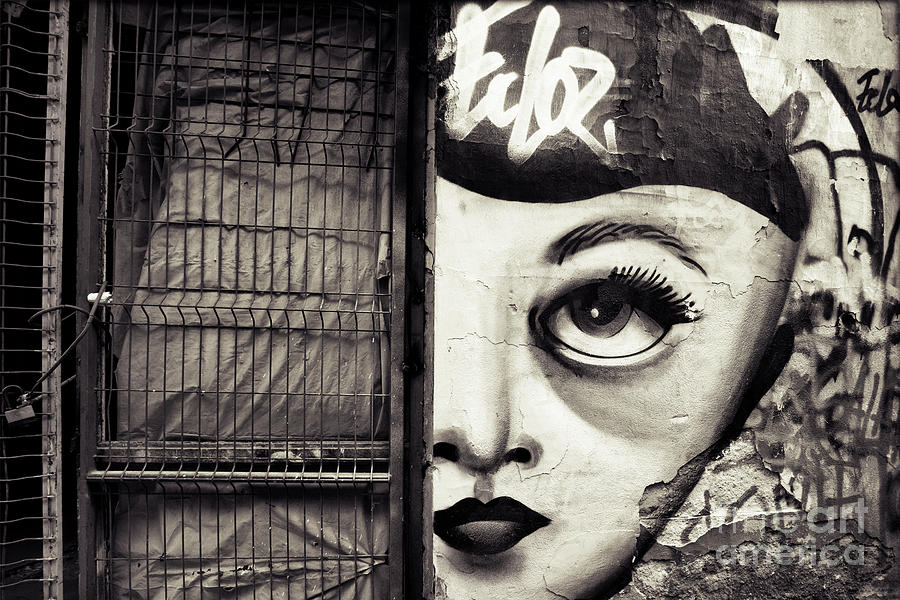 Graffiti Monochrome - Journey to the Centre of the Eye Photograph by Daliana Pacuraru