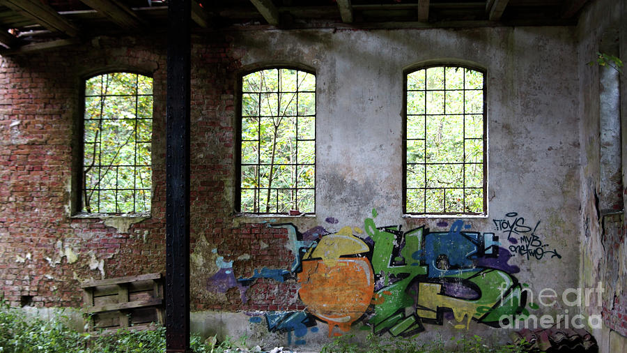 Graffiti On The Walls Of An Old Factory Photograph