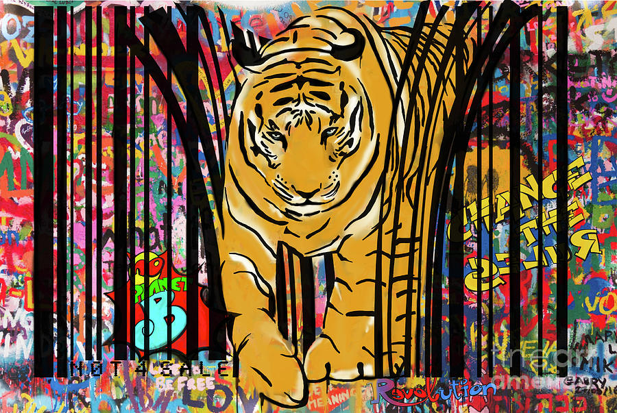 Graffiti tiger Mixed Media by Sassan Filsoof