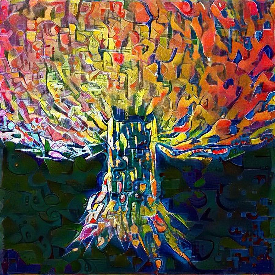 Graffiti Tree In Full Bloom Mixed Media by Zachary Mueller