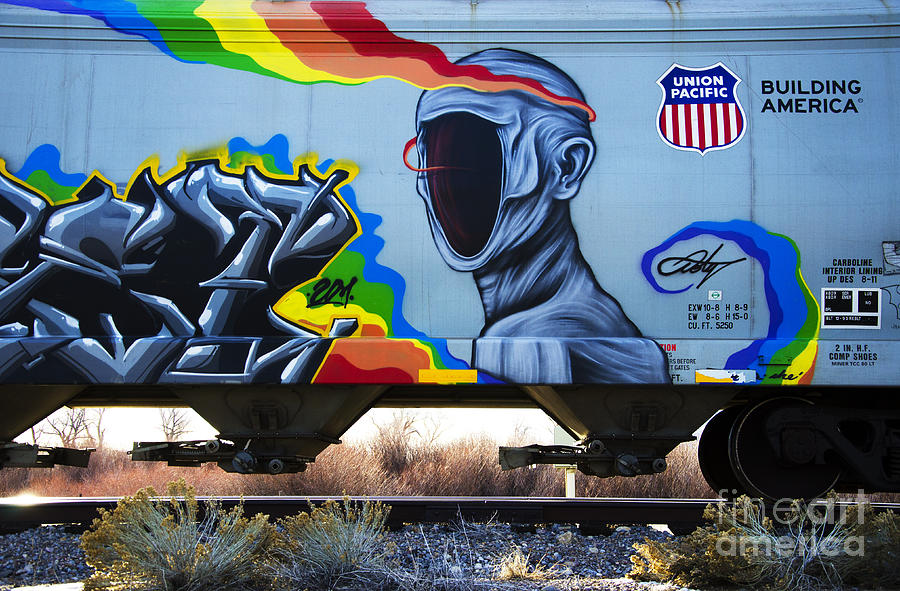 Train Photograph - Graffiti Art Riding The Rails 2 by Bob Christopher