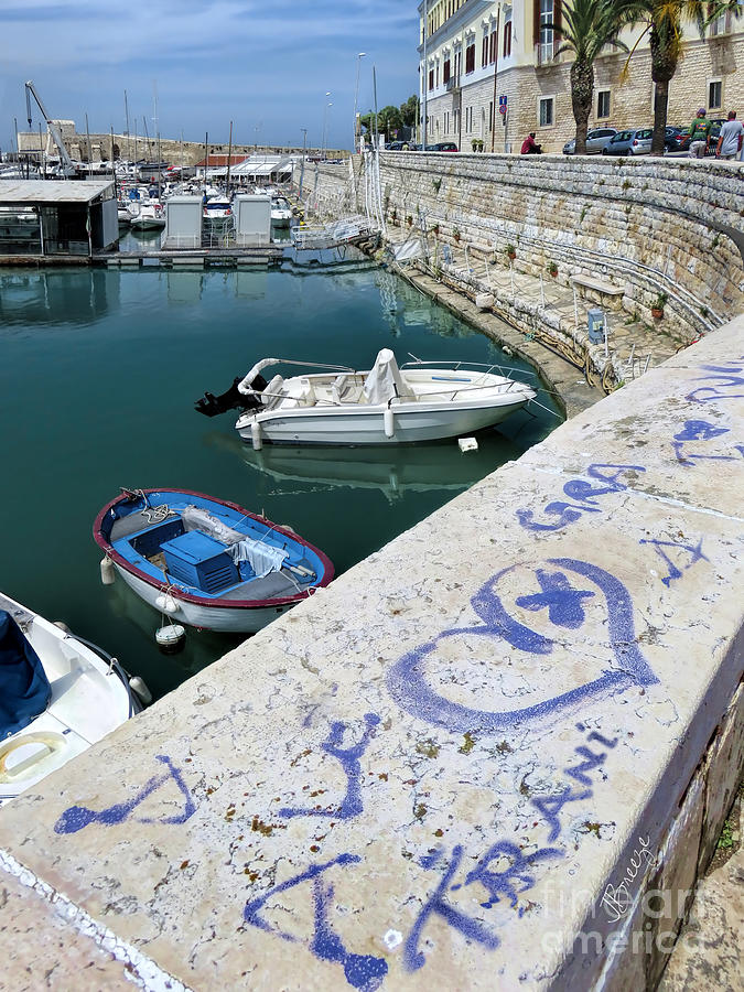 Boat Photograph - Graffiti Heart.Trani.Italy by Jennie Breeze