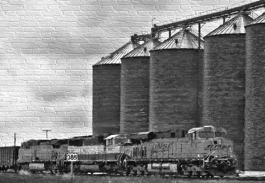 Grain and Train on Brick Wall Photograph by Ginger Wakem
