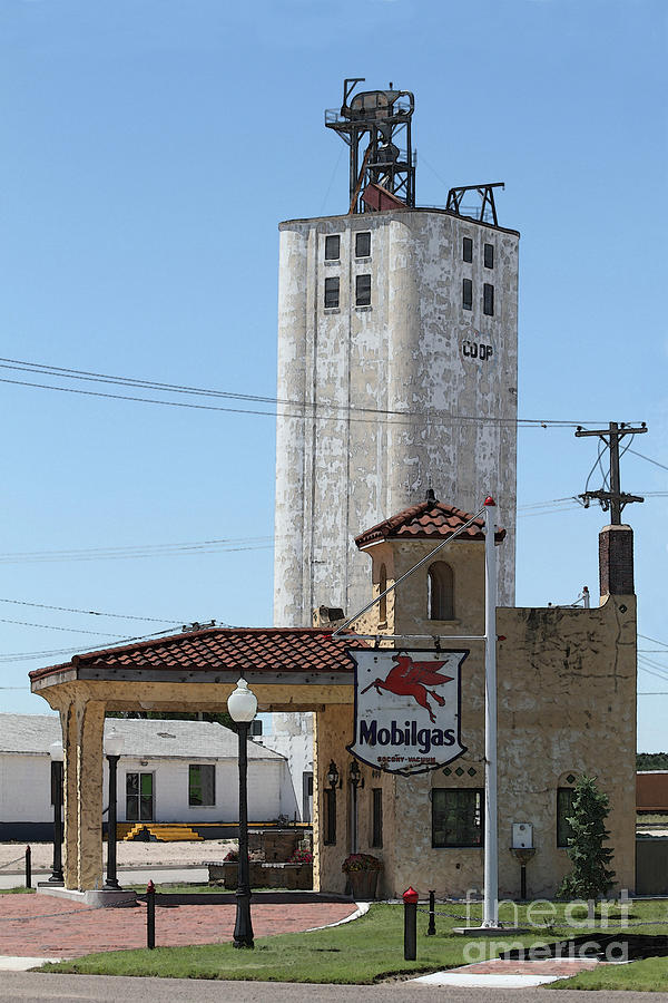 Grain Elevator and Vintage Gas Station Photograph by Catherine Sherman