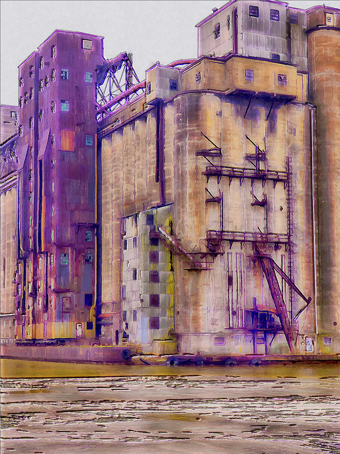 Grain Elevator - Buffalo NY Digital Art by Leslie Montgomery