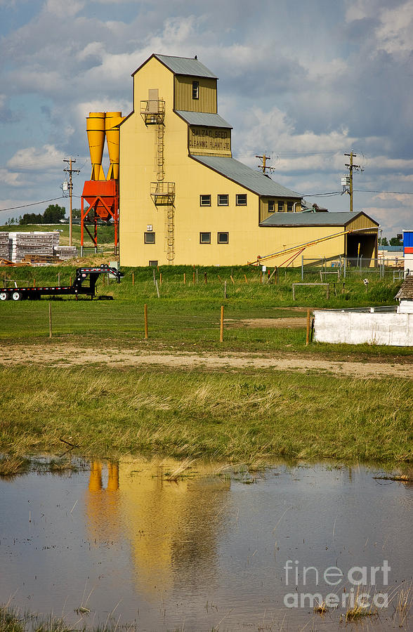 Landscape Photograph - Grain Elevator in Balzac Alberta by Louise Heusinkveld