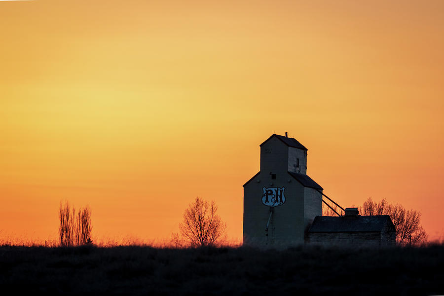 Grain Elevator Sunset Photograph