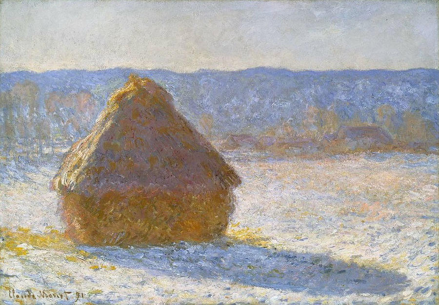 Claude Monet Painting - Grainstack, Snow Effect by Claude Monet