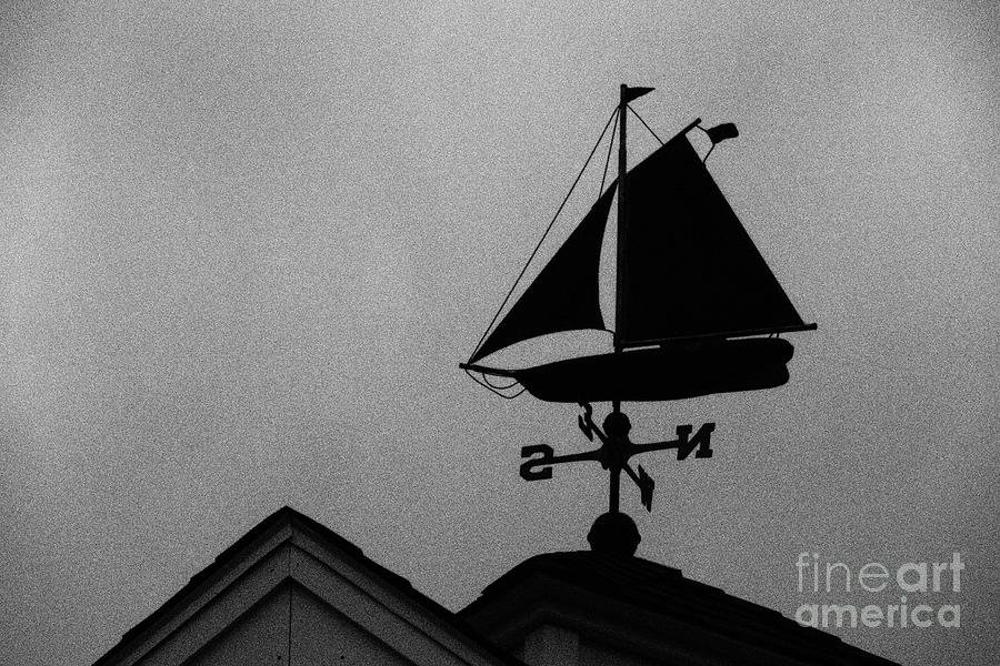 New England Photograph - Grainy Weathervane Sailboat by Tom Maxwell