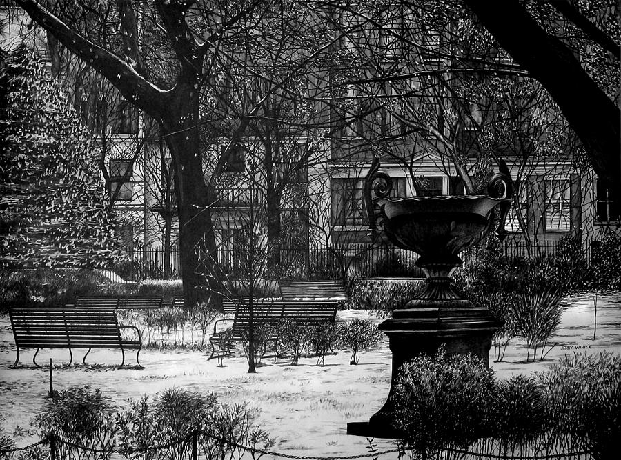 Gramercy Park Drawing by Jerry Winick