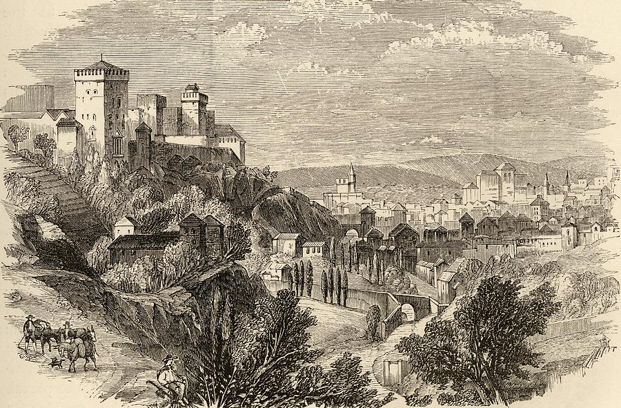 Alhambra Drawing - Granada And The Alhambra Spain From The by Vintage Design Pics