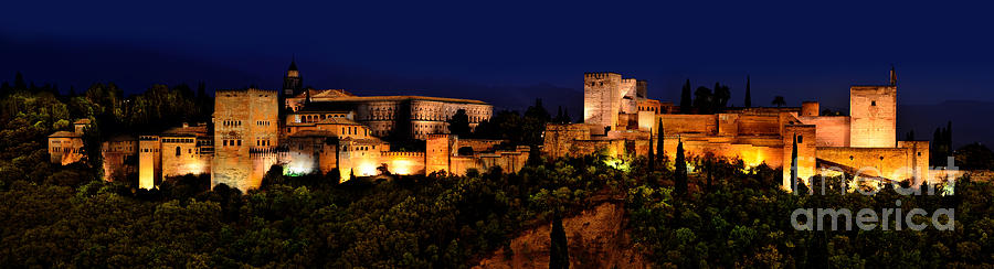 Granada - Spain - View of the The Alhambra at night Photograph by Carlos Alkmin