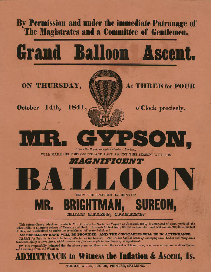 Grand Balloon Ascention Drawing by Vintage Pix