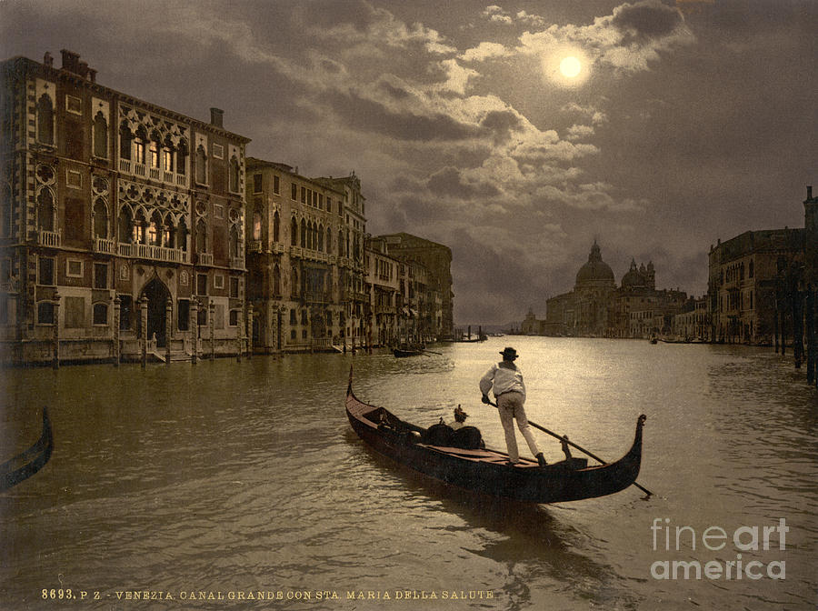 Grand Canal by Moonlight, 1890s Photograph by Science Source