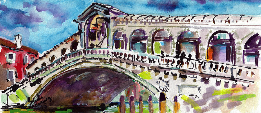 Grand Canal Rialto Bridge Venice Painting by Ginette Callaway