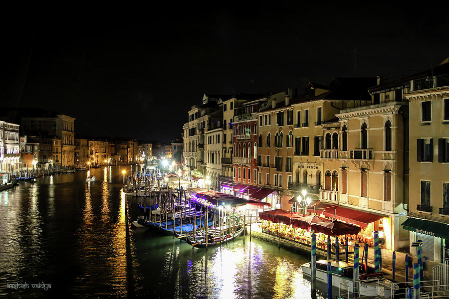 Grand Canal in Venice at Night Photograph by Aashish Vaidya