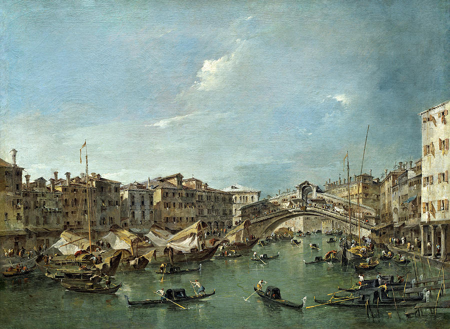 Grand Canal with the Rialto Bridge Painting by Francesco Guardi