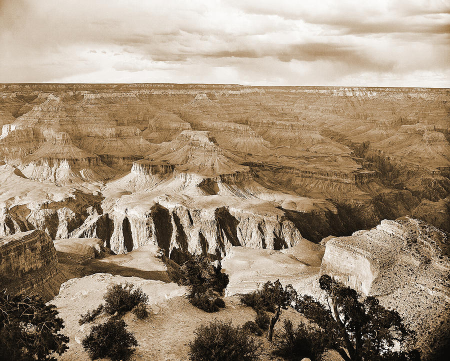 Grand Canyon Arizona Fine Art Photograph In Sepia 3525.01 Photograph by M K Miller