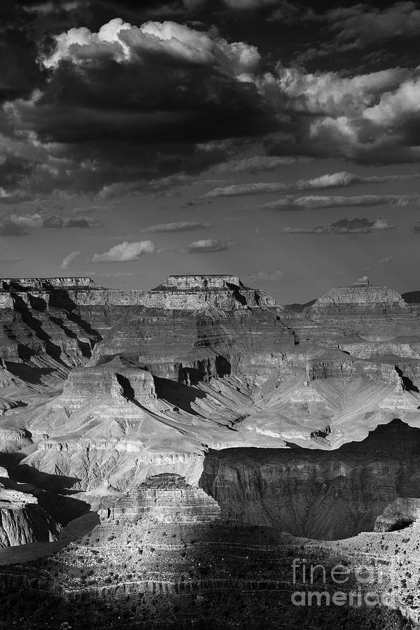 Grand Canyon Clouds In Black And White Photograph