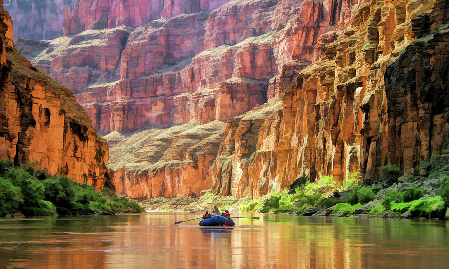 Grand Canyon National Park Painting - Grand Canyon Colorado River Rafting by Christopher Arndt